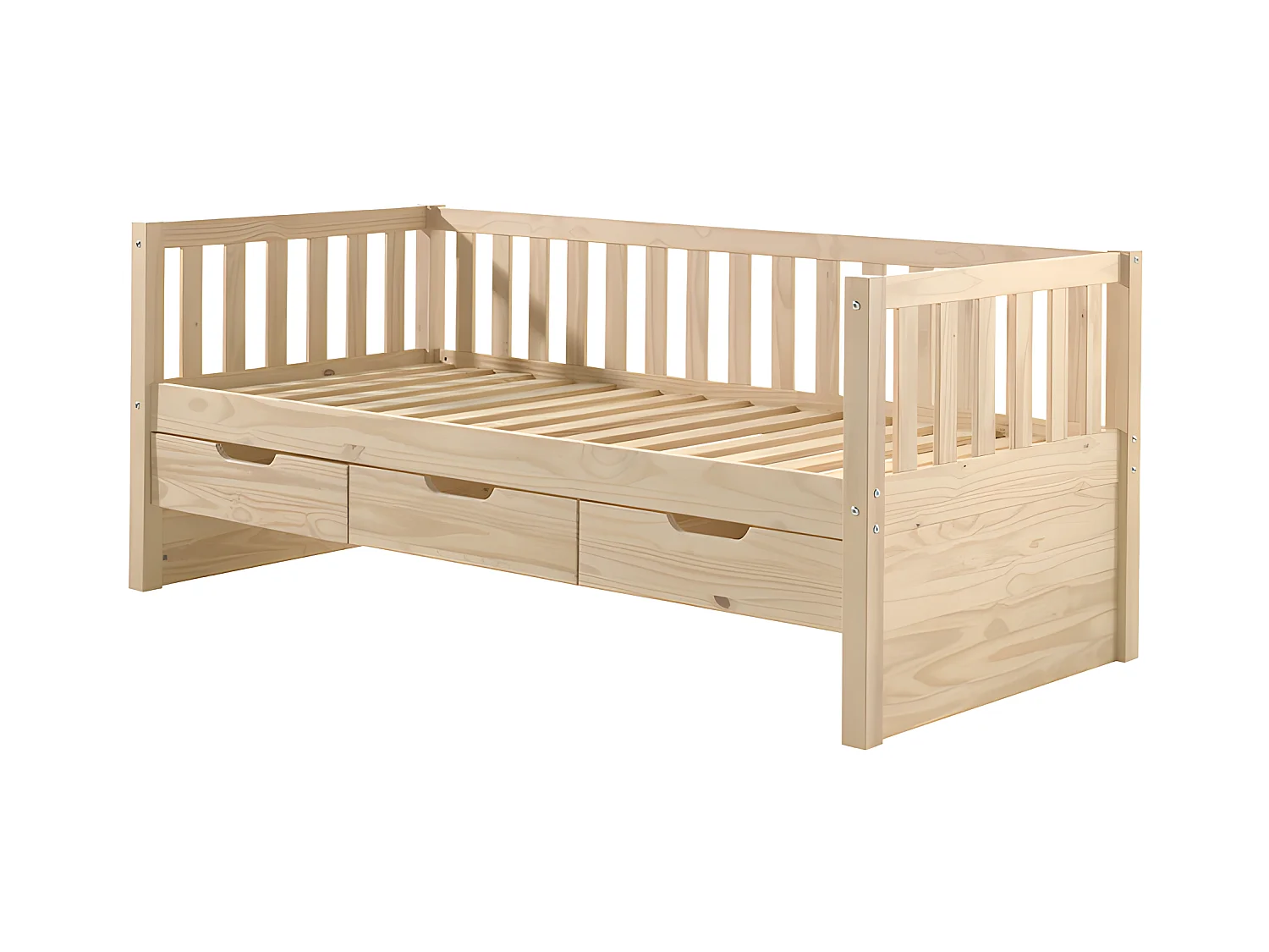 Lit Capitaine Enfant & 3 Tiroirs "Fritz" 90x200cm Naturel