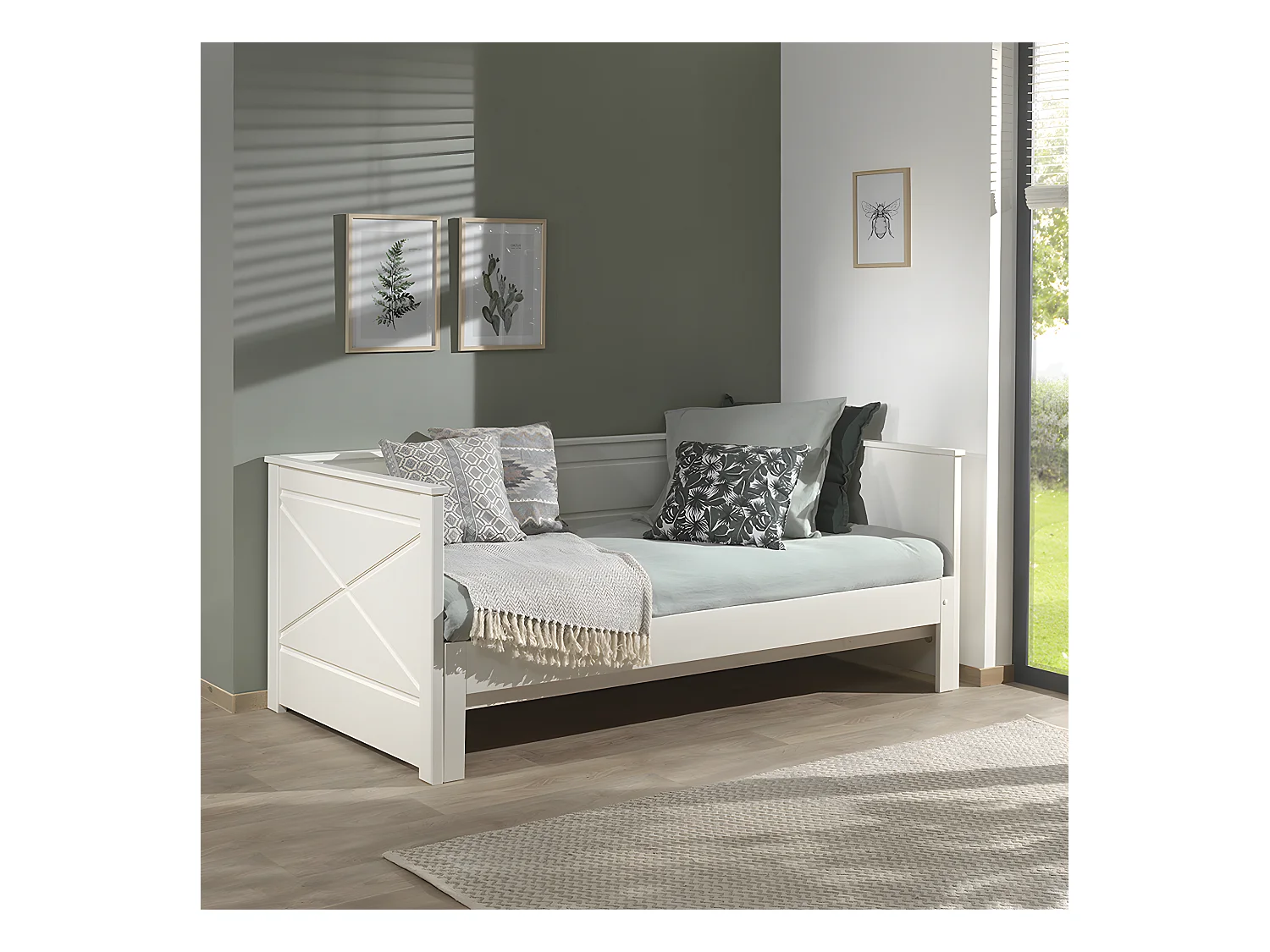 Lit Capitaine Amovible Enfant "Pino" 90x200cm Blanc