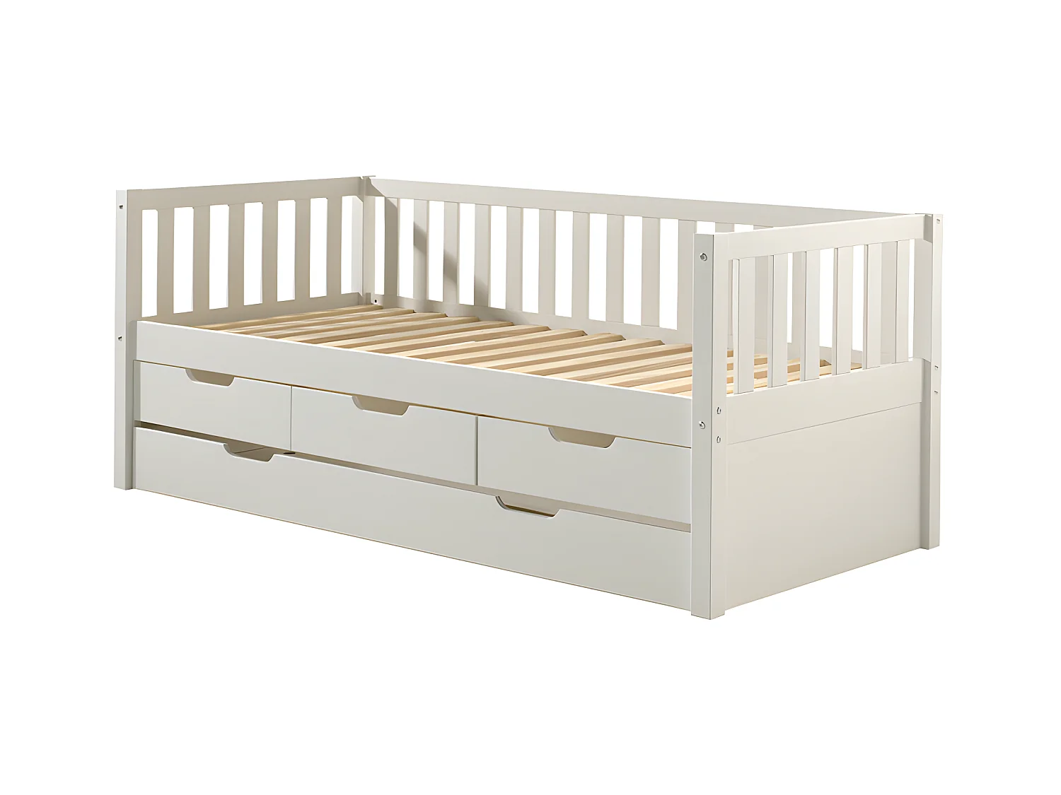 Pack - Lit Capitaine Enfant & Tiroir de Lit "Fritz" 90x200cm Blanc