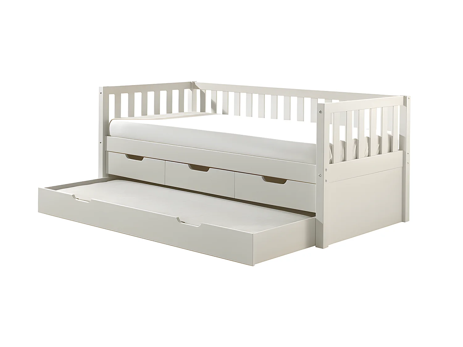 Pack - Lit Capitaine Enfant & Tiroir de Lit "Fritz" 90x200cm Blanc