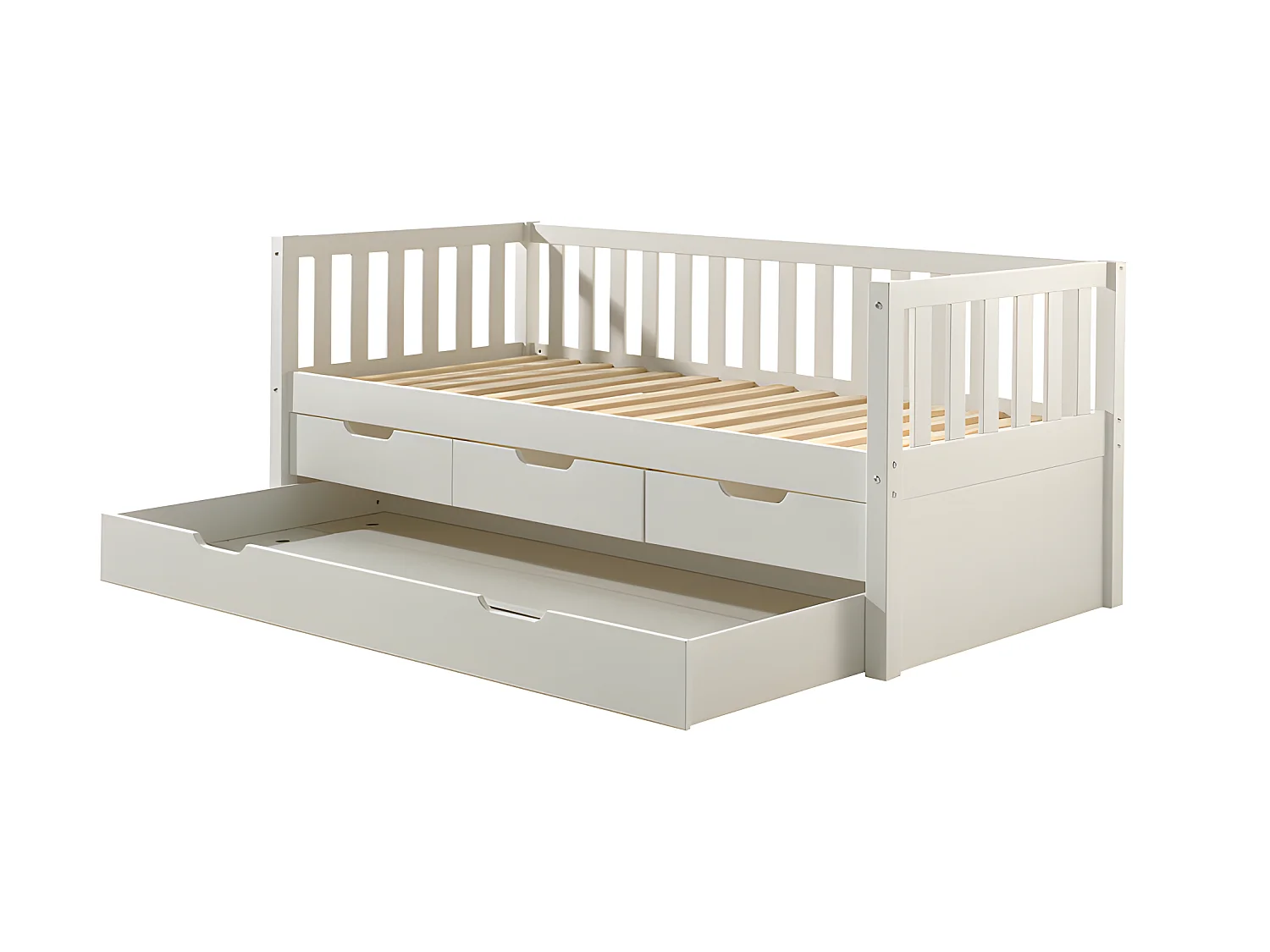 Pack - Lit Capitaine Enfant & Tiroir de Lit "Fritz" 90x200cm Blanc