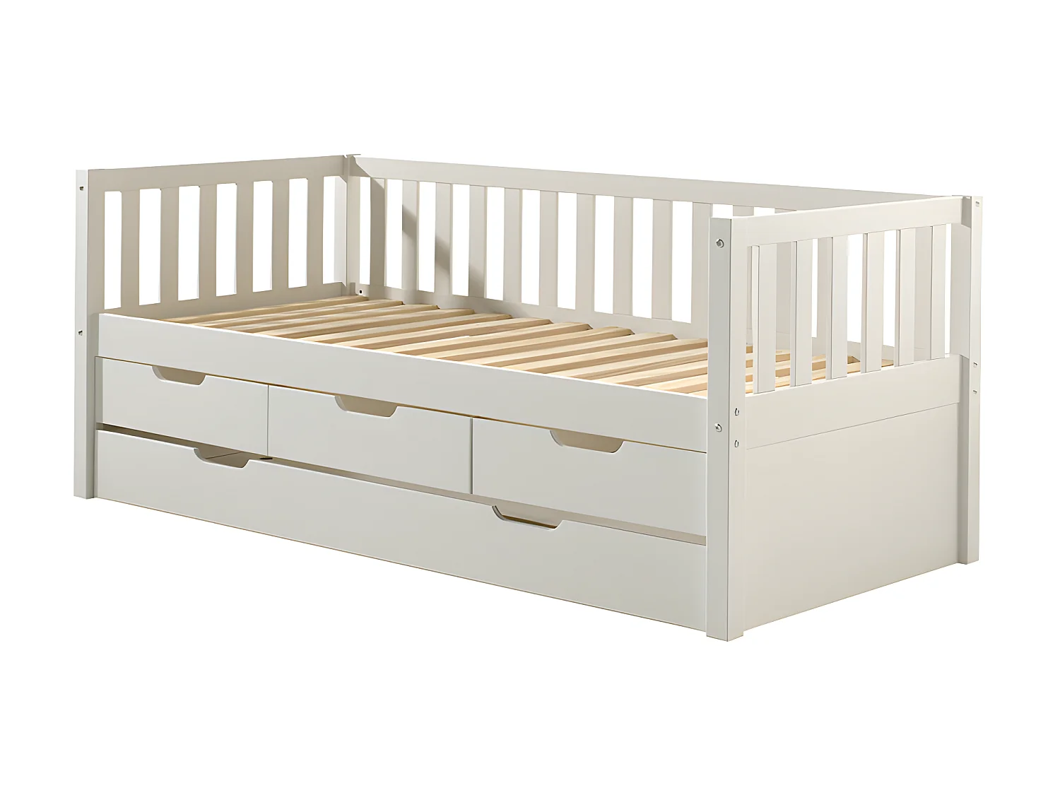 Pack - Lit Capitaine Enfant & Tiroir de Lit "Fritz" 90x200cm Blanc