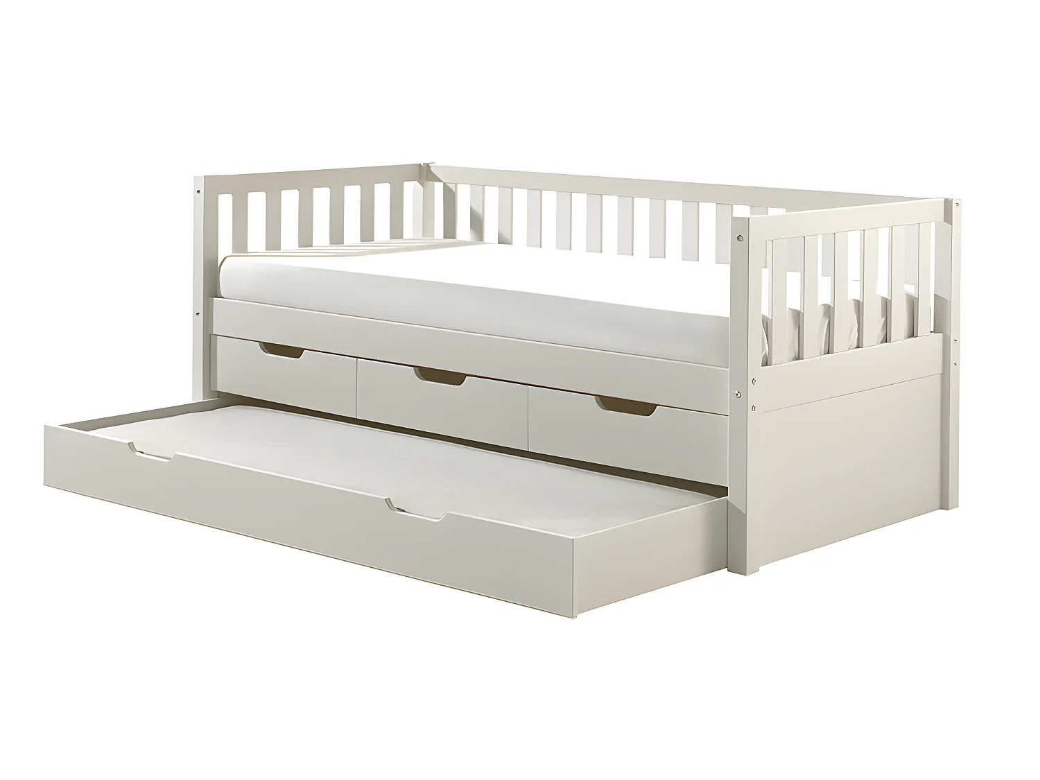 Pack - Lit Capitaine Enfant & Tiroir de Lit "Fritz" 90x200cm Blanc
