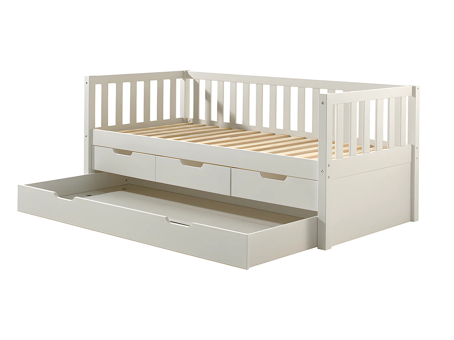 Pack - Lit Capitaine Enfant & Tiroir de Lit "Fritz" 90x200cm Blanc