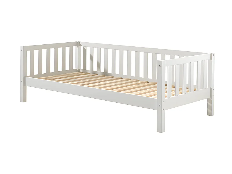 Lit banquette 90x200 sommier inclus Fritz - Blanc