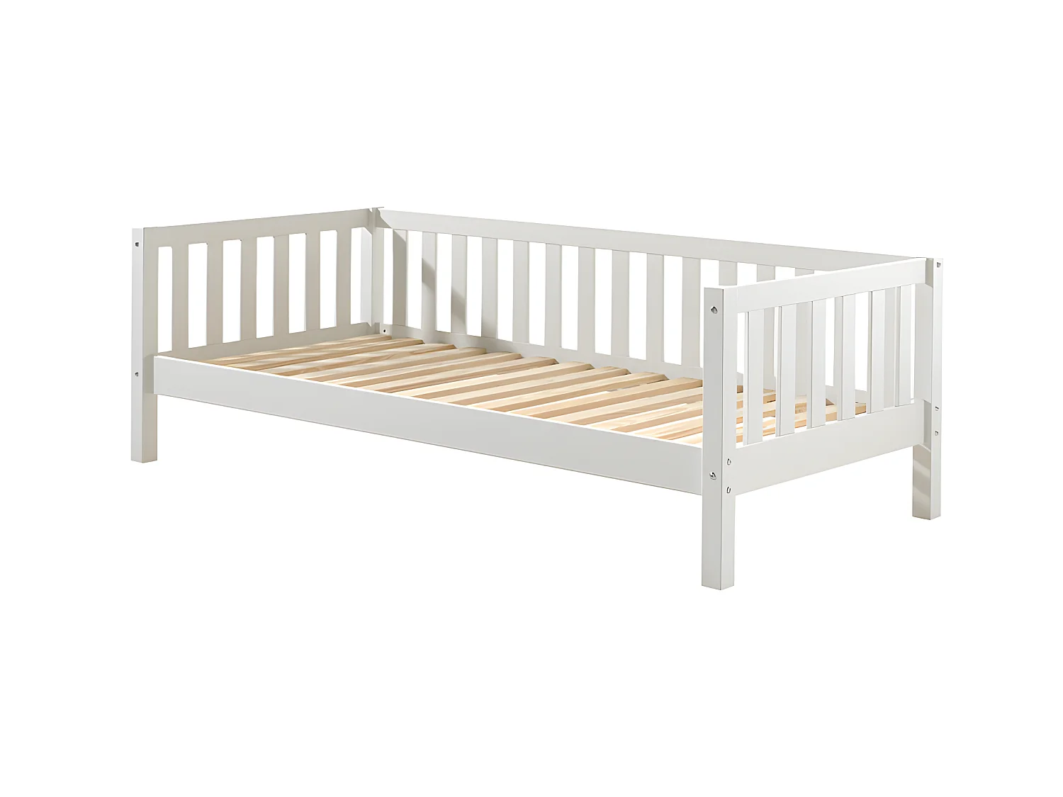 Lit banquette 90x200 sommier inclus Fritz - Blanc