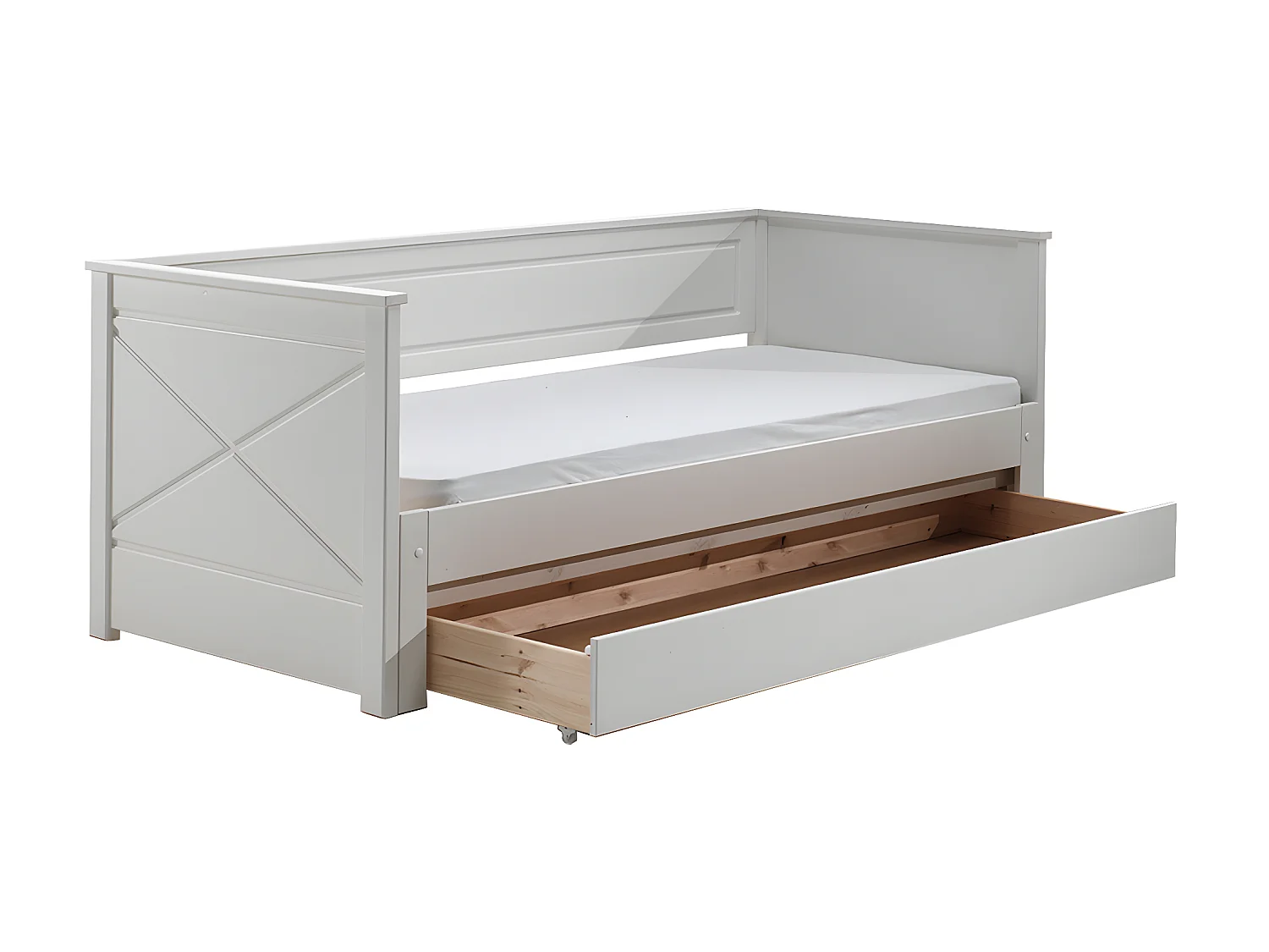 Pack - Lit Capitaine Amovible Enfant & Tiroir "Pino" 90x200cm Blanc