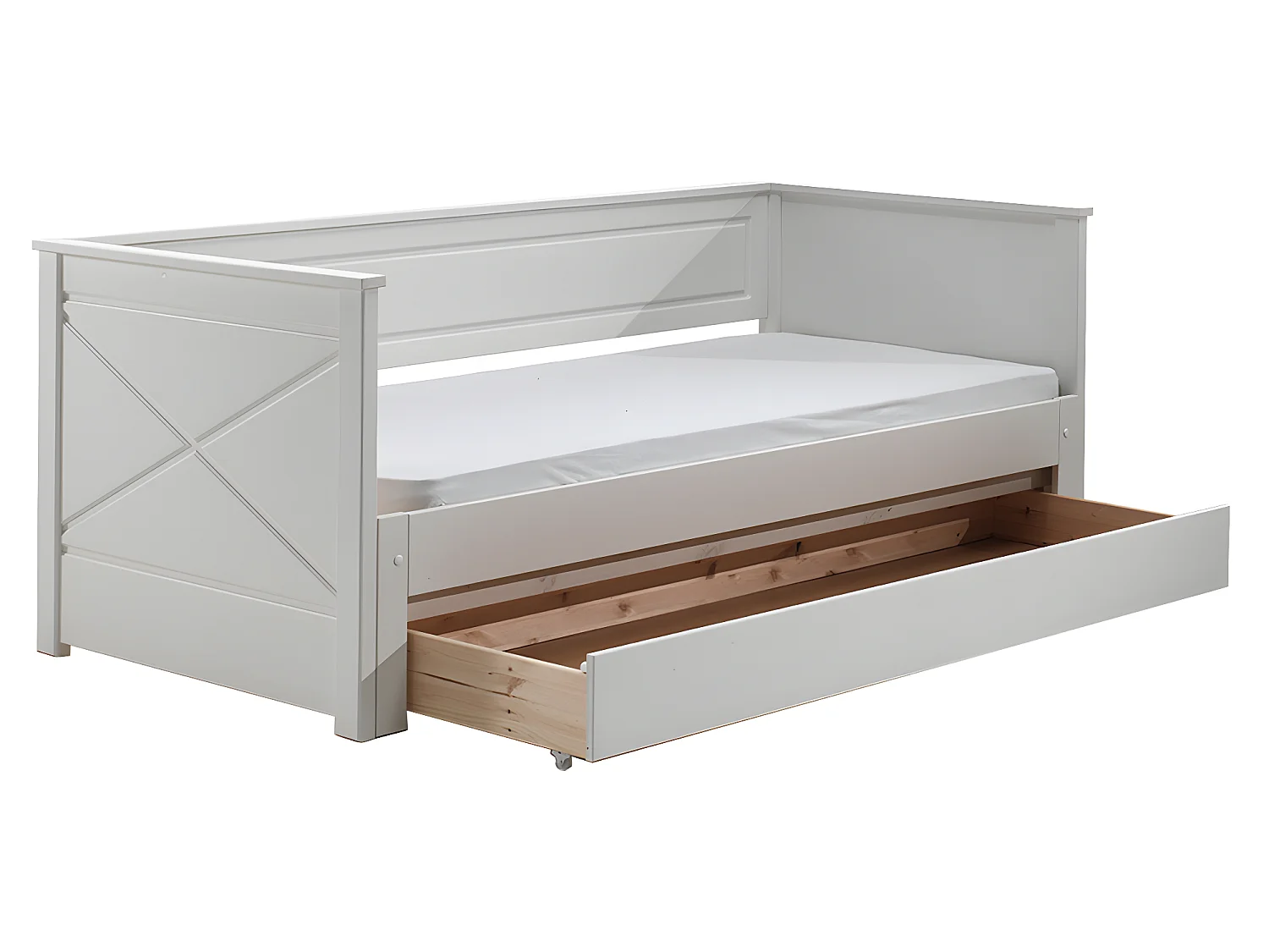 Pack - Lit Capitaine Amovible Enfant & Tiroir "Pino" 90x200cm Blanc