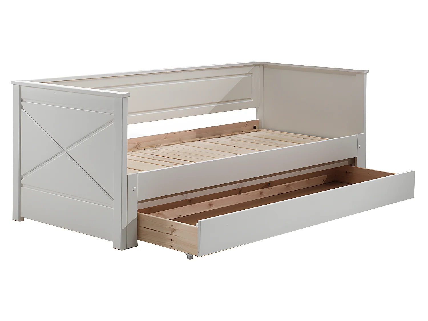 Pack - Lit Capitaine Amovible Enfant & Tiroir "Pino" 90x200cm Blanc