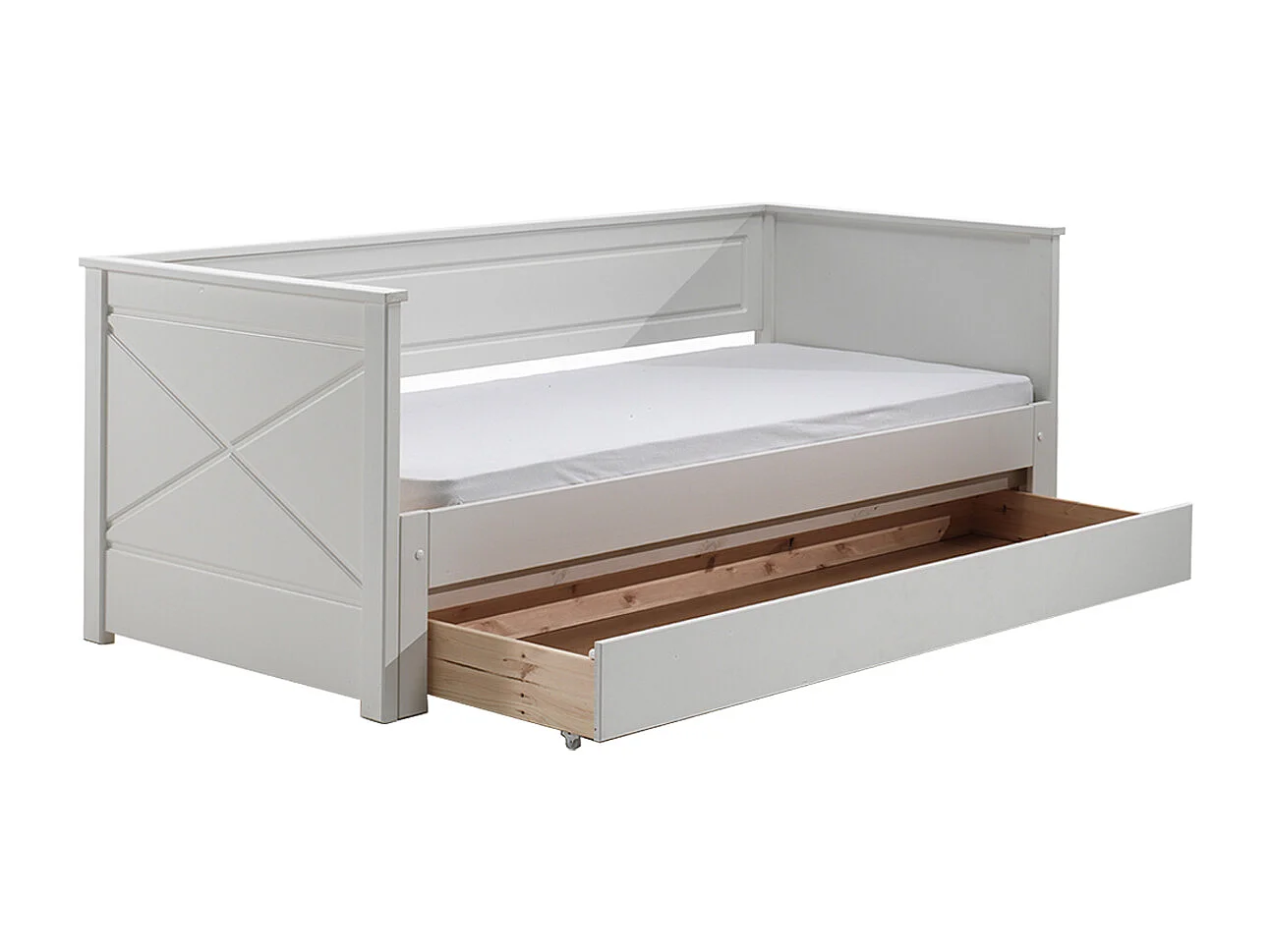 Pack - Lit Capitaine Amovible Enfant & Tiroir "Pino" 90x200cm Blanc