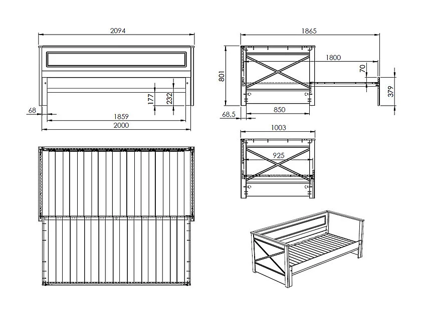 Pack - Lit Capitaine Amovible Enfant & Tiroir "Pino" 90x200cm Blanc