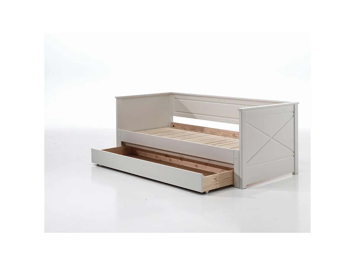 Pack - Lit Capitaine Amovible Enfant & Tiroir "Pino" 90x200cm Blanc