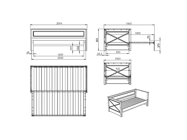 Pack - Lit Capitaine Amovible Enfant & Tiroir "Pino" 90x200cm Blanc