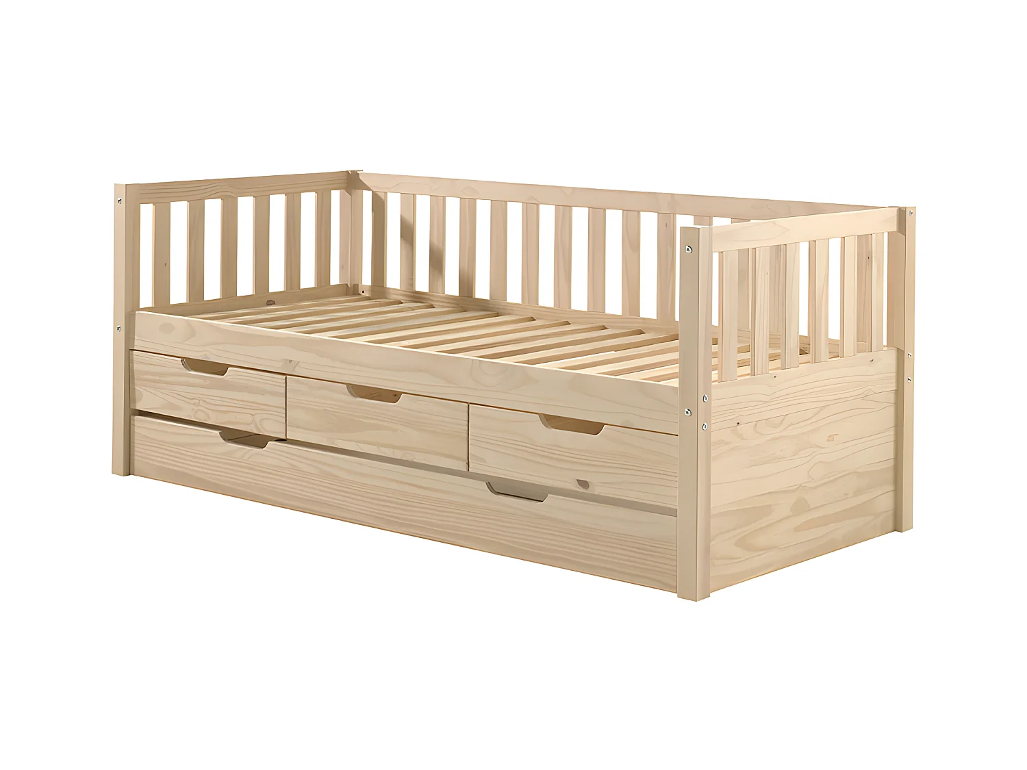Pack - Lit Capitaine Enfant & Tiroir de Lit "Fritz" 90x200cm Naturel