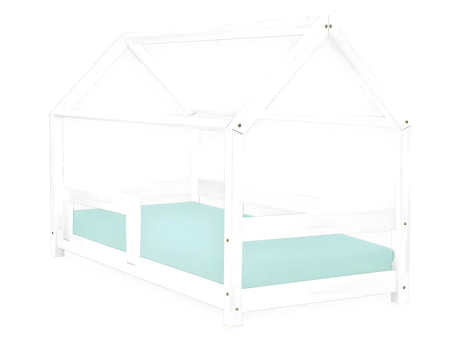 Lit cabane 120x190 Tery avec barrière - Blanc