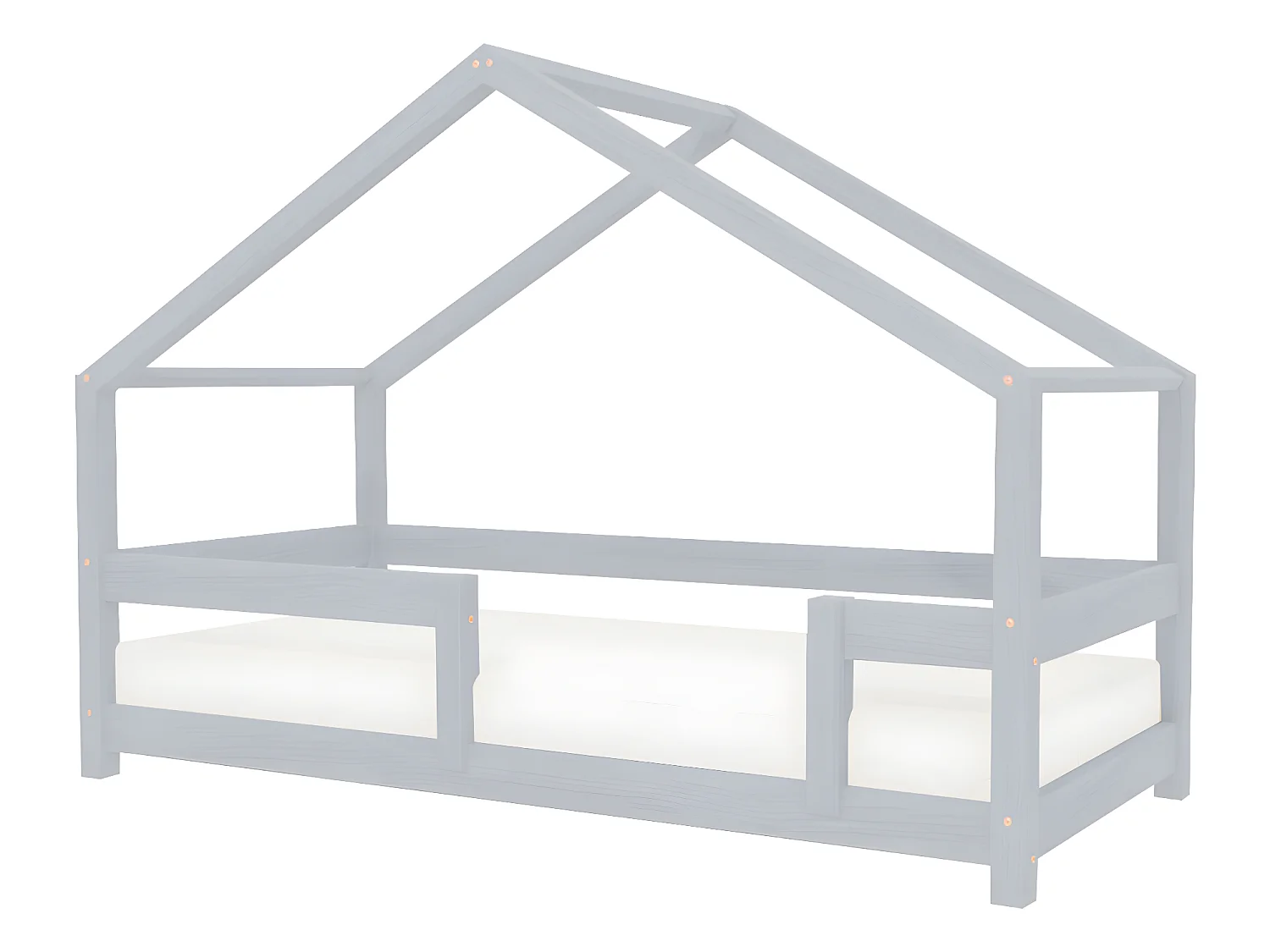 Lit cabane 90x190 Lucky avec barrières - Gris