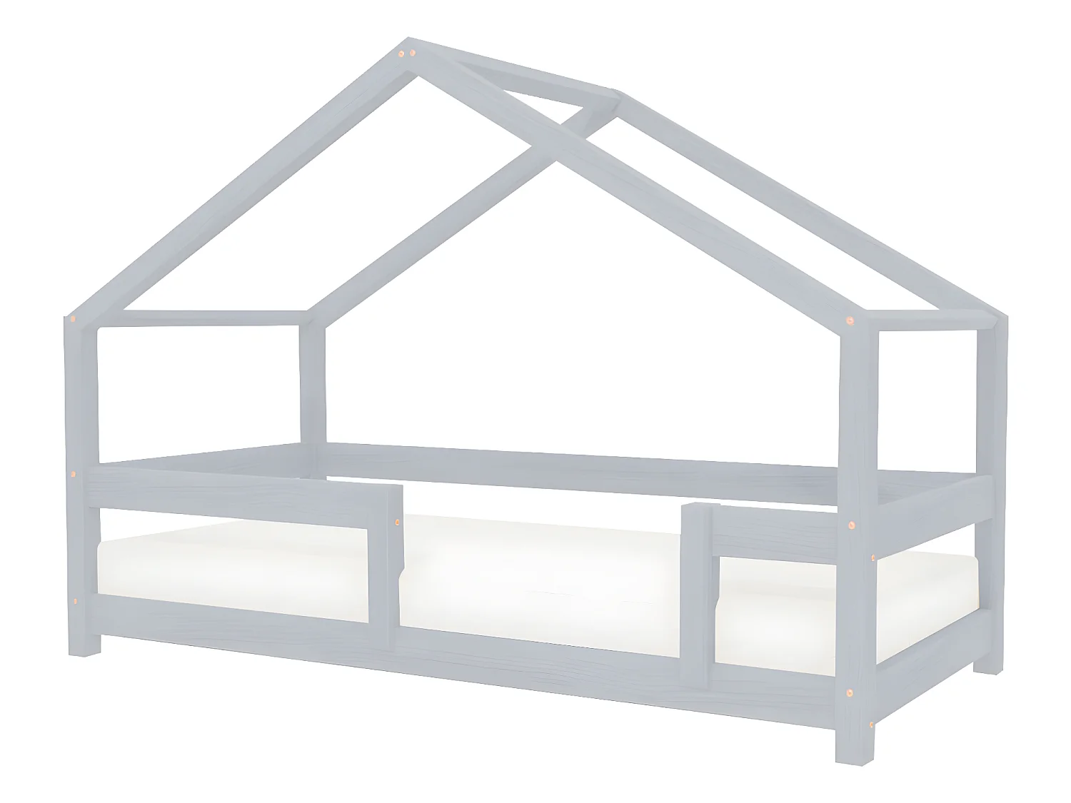 Lit cabane 120x190 Lucky avec barrières - Gris