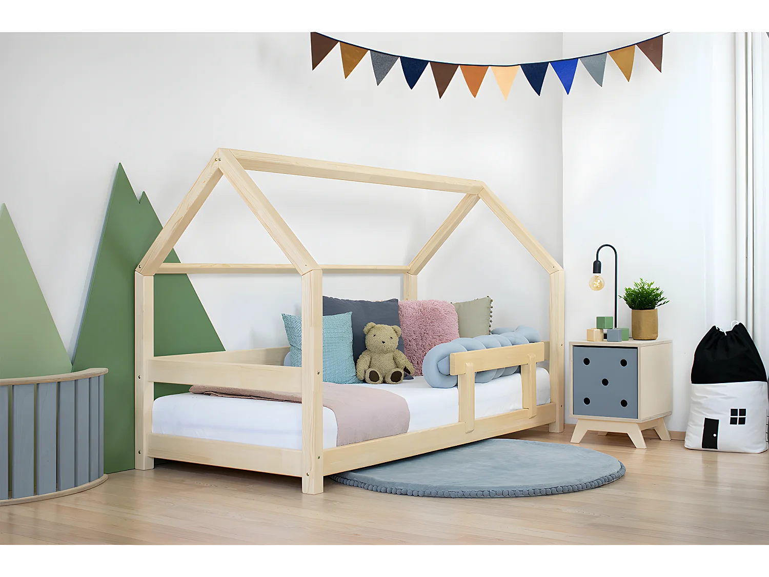 Lit cabane 80x180 Tery avec barrière - Bois