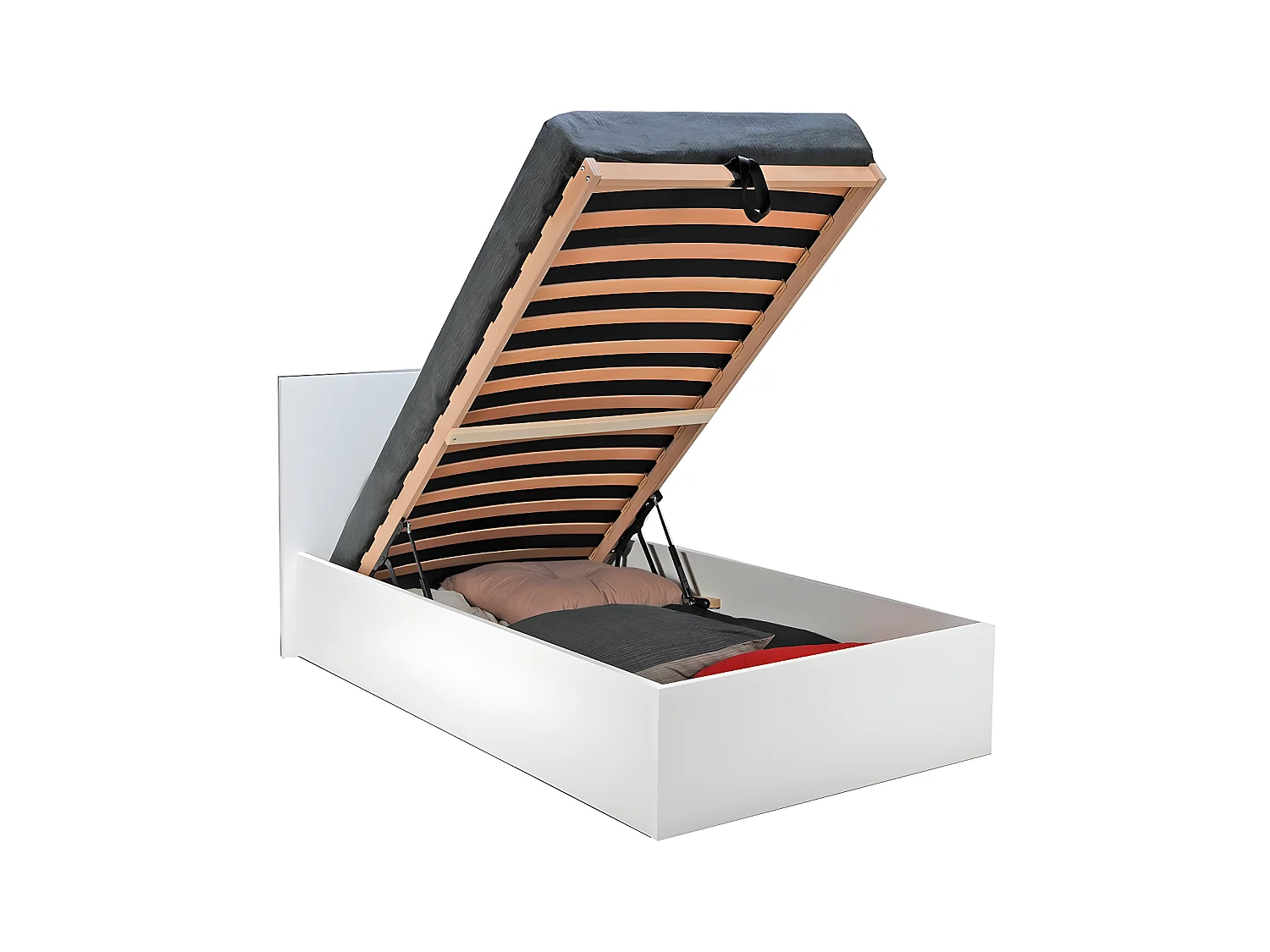 Lit coffre MADRID 90x190 + 1 sommier / Blanc