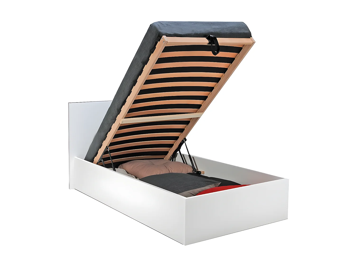 Lit coffre MADRID 90x190 + 1 sommier / Blanc