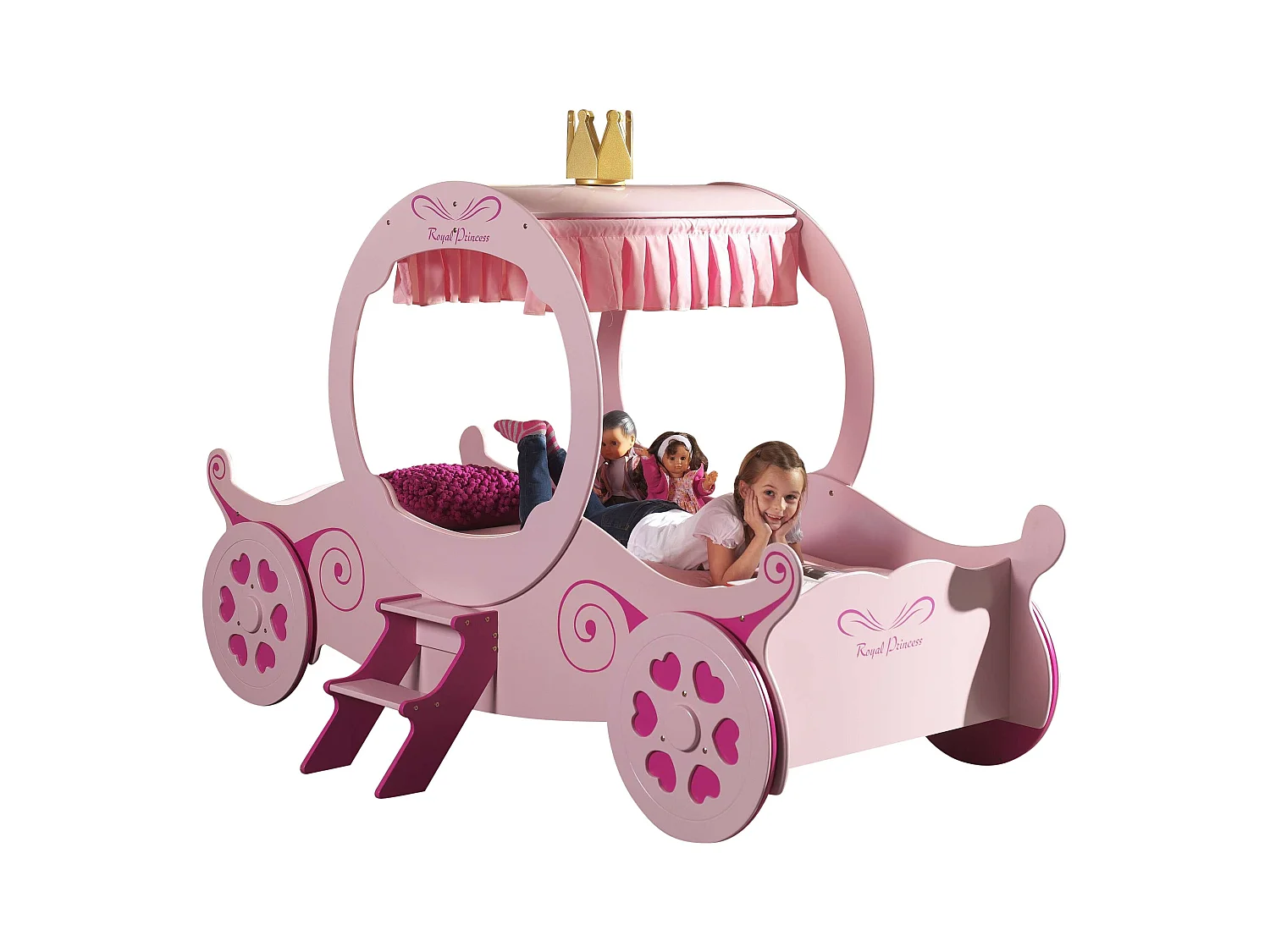 Cama infantil Princess carruaje 90x200 cm madera rosa Cara