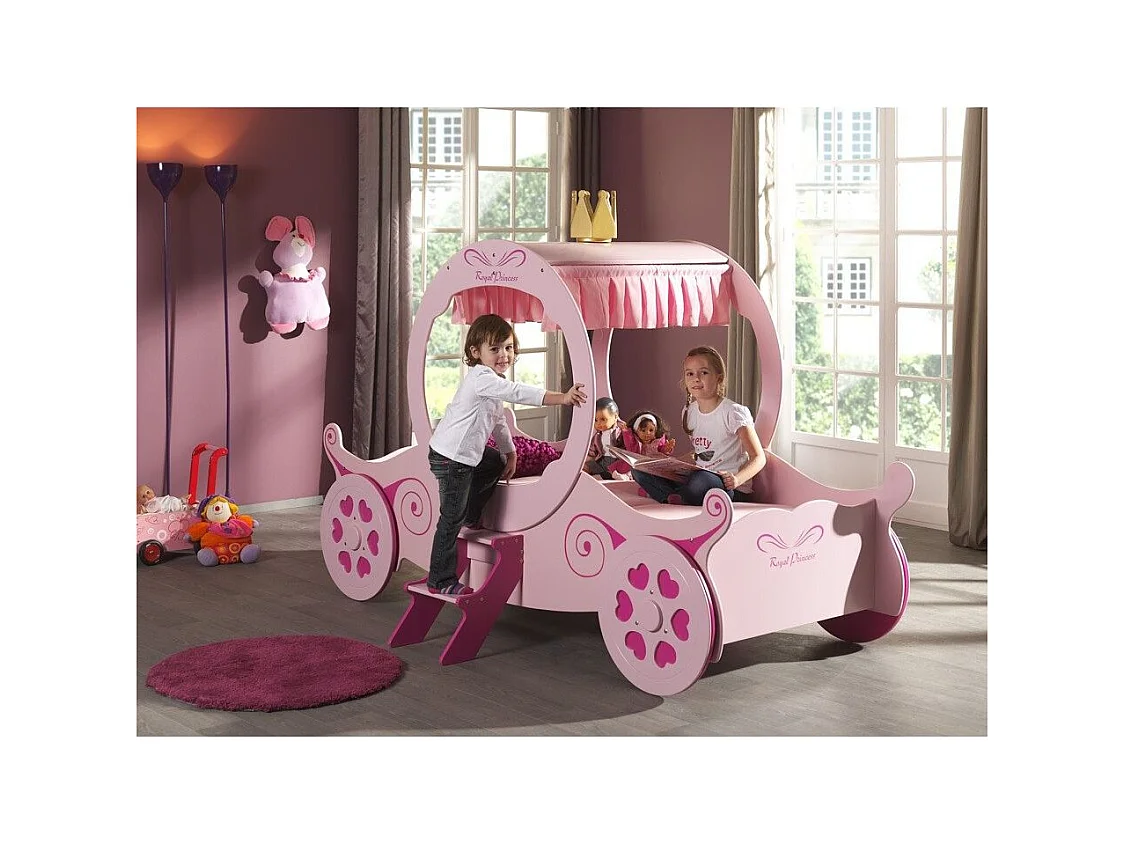 Cama infantil Princess carruaje 90x200 cm madera rosa Cara