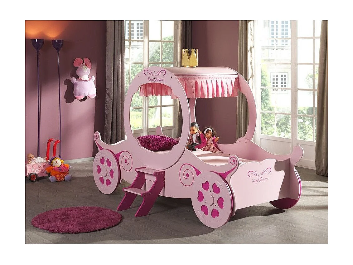 Lit Enfant "Carrosse" 90x200cm Rose