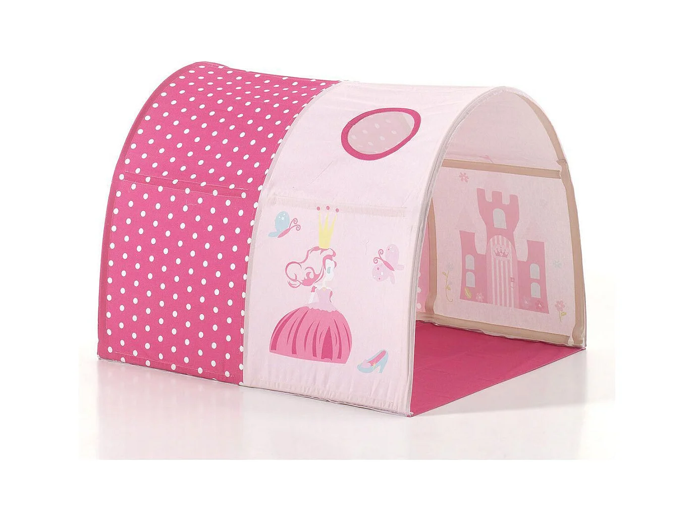 Cama altillo de 90x200 cm con tienda túnel y 3 bolsillos princesa de pino macizo claro Pino 2