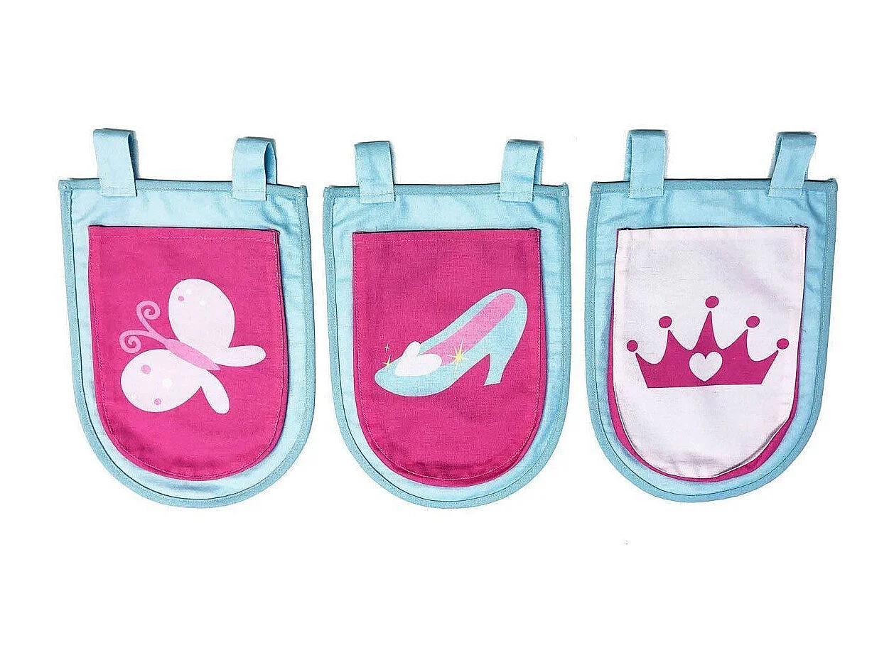 Pack - Lit Enfant Surélevé, Tente, 3 Pochettes & Tunnel "Pino Princesse" Naturel