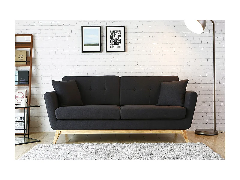 Divano scandinavo 3 posti grigio antracite HOGA