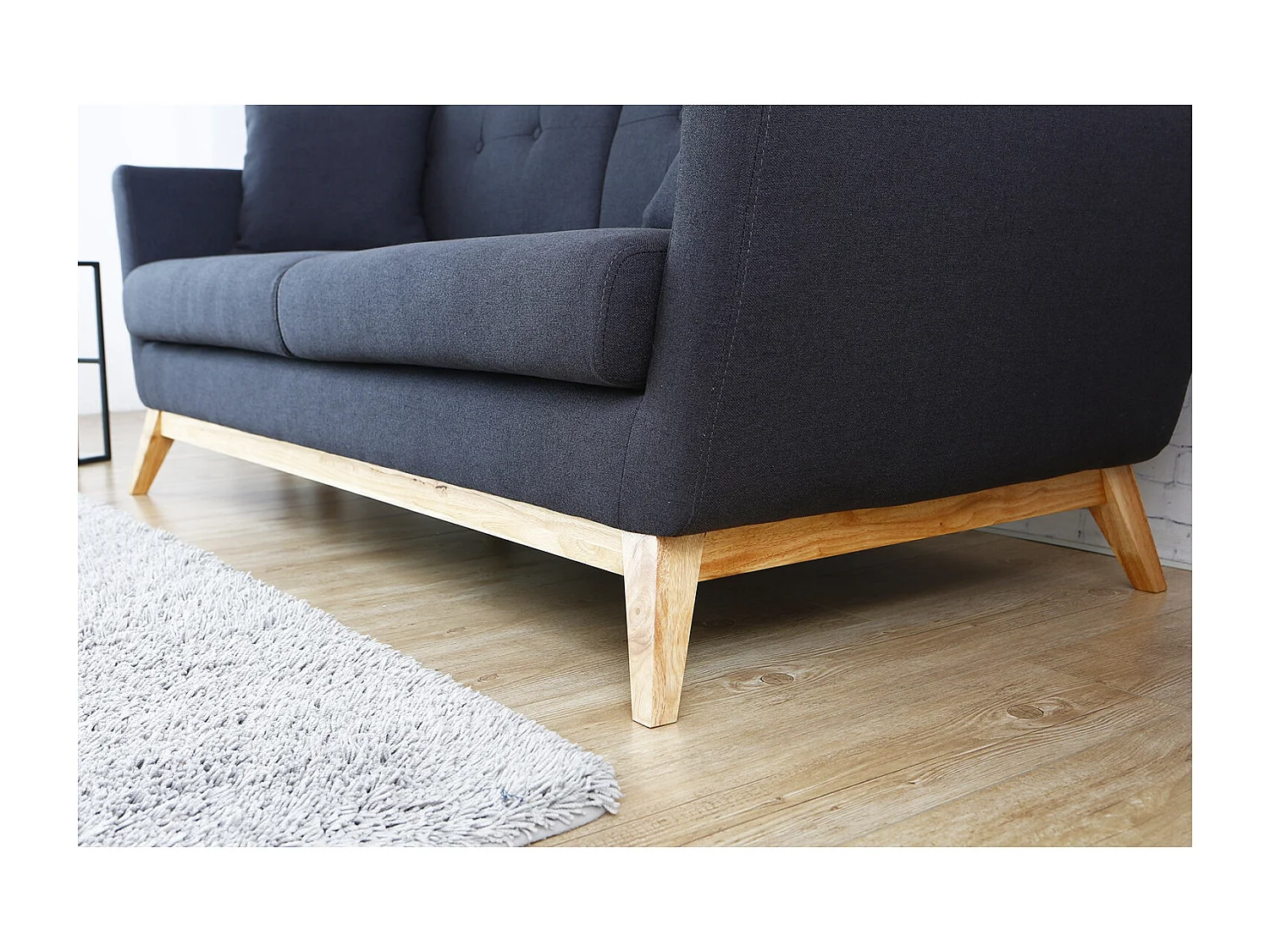 Canapé scandinave 3 places en tissu gris anthracite HOGA