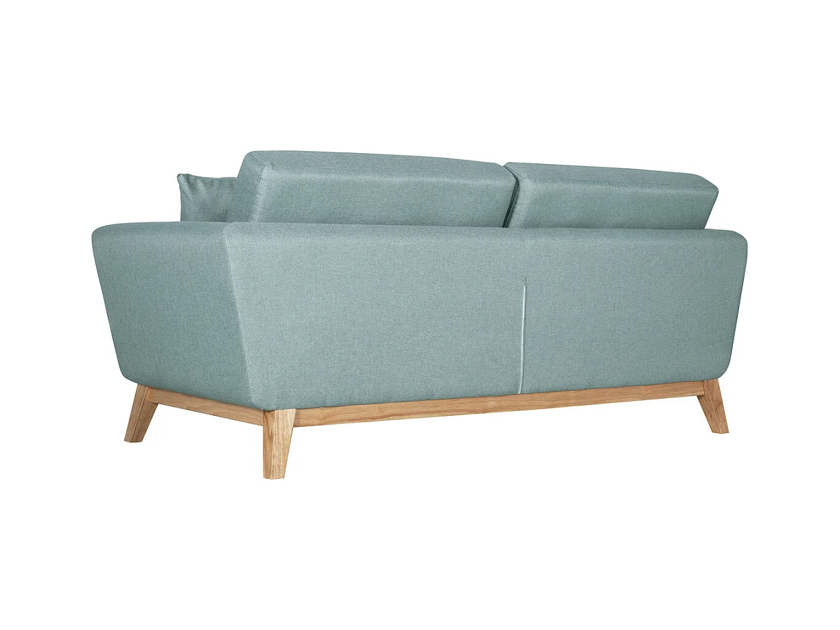Canapé scandinave 3 places et 2 coussins en tissu vert d'eau HOGA