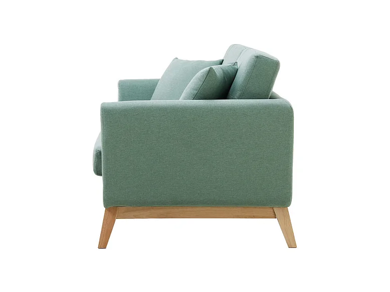 Canapé scandinave 3 places et 2 coussins en tissu vert d'eau HOGA