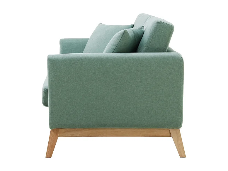 Canapé scandinave 3 places et 2 coussins en tissu vert d'eau HOGA
