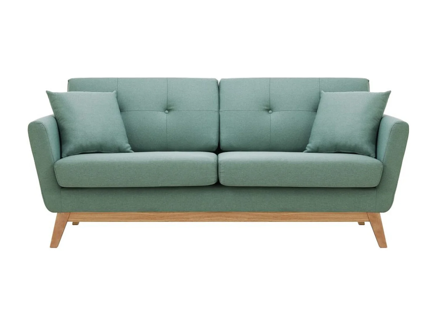 Canapé scandinave 3 places et 2 coussins en tissu vert d'eau HOGA