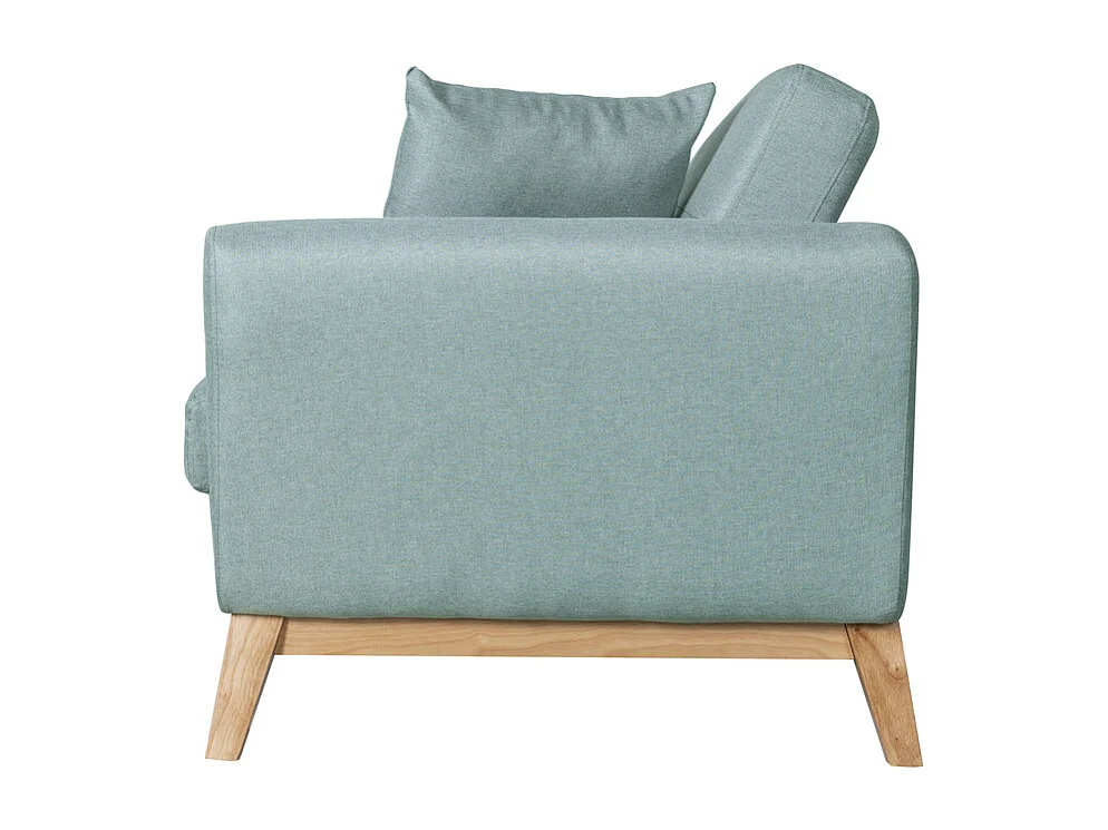 Canapé scandinave 3 places et 2 coussins en tissu vert d'eau HOGA