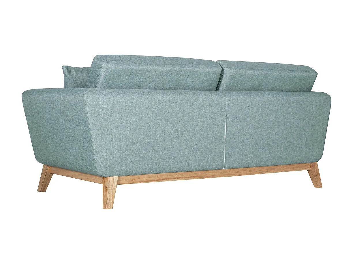 Canapé scandinave 3 places et 2 coussins en tissu vert d'eau HOGA