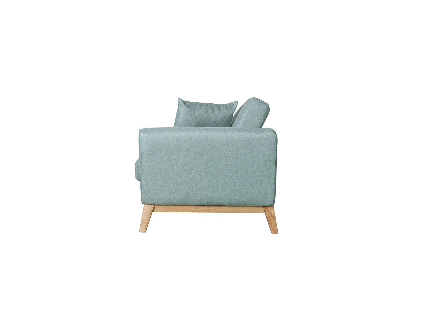 Canapé 3 places scandinave et 2 coussins en tissu vert d'eau HOGA