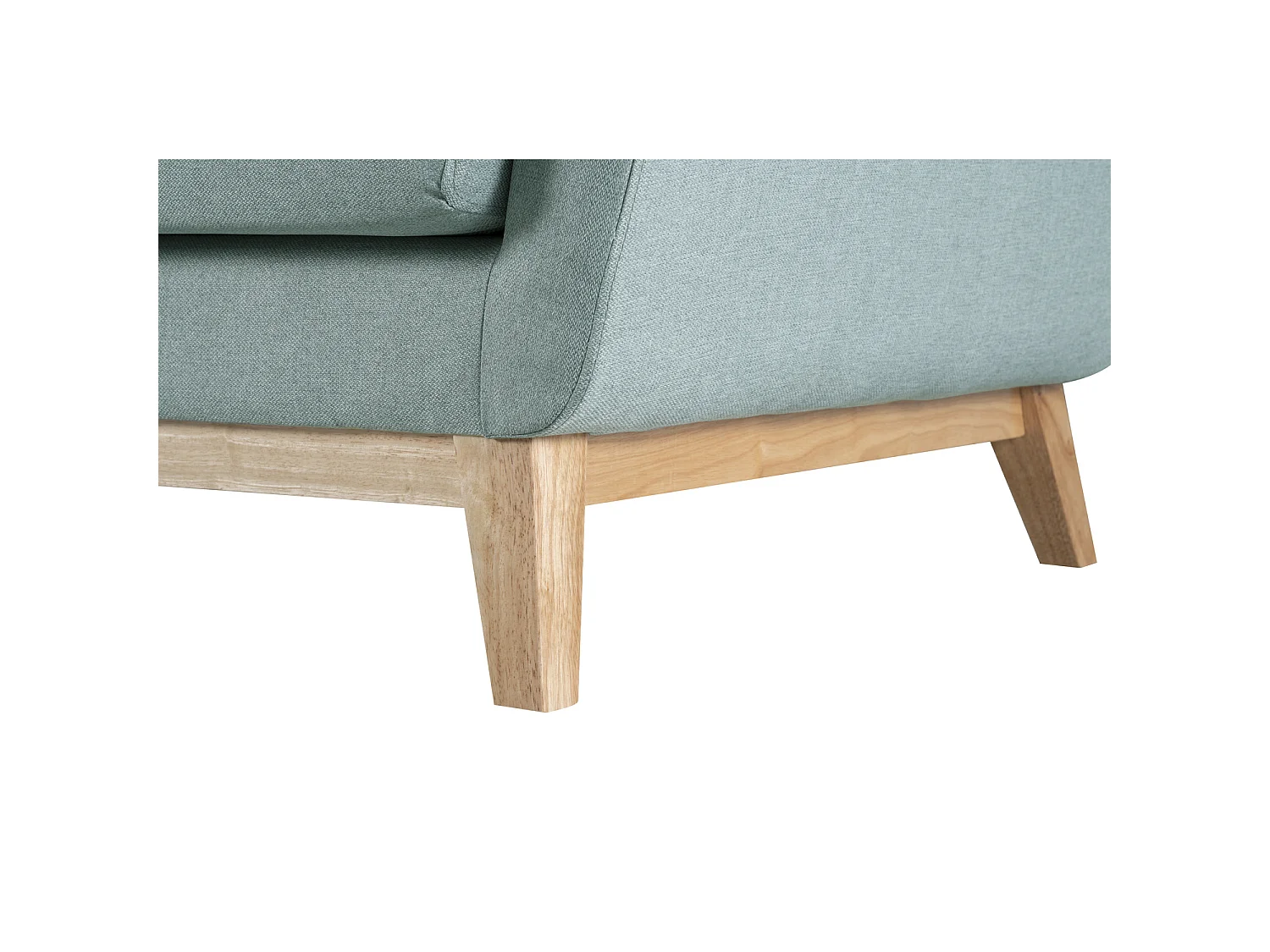 Canapé 3 places scandinave et 2 coussins en tissu vert d'eau HOGA