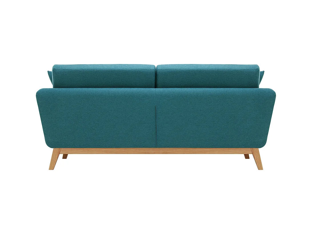 Divano scandinavo 3 posti e 2 cuscini tessuto blu HOGA