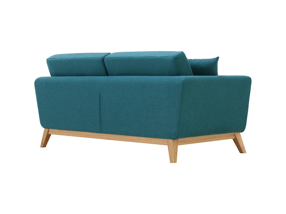Divano scandinavo 3 posti e 2 cuscini tessuto blu HOGA