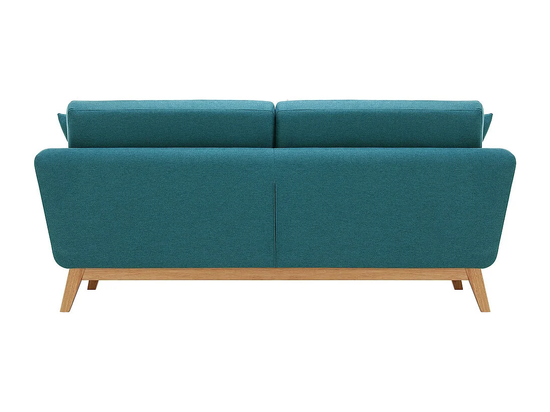 Canapé scandinave 3 places et 2 coussins en tissu bleu canard HOGA