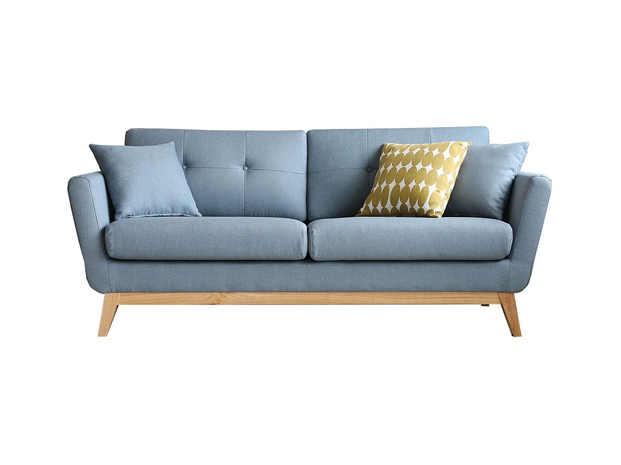 Canapé scandinave 3 places en tissu bleu pastel HOGA