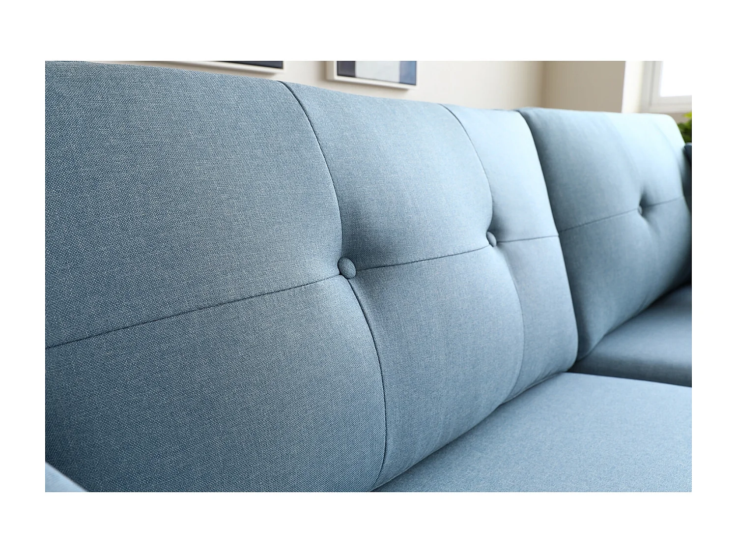 Canapé scandinave 3 places en tissu bleu pastel HOGA