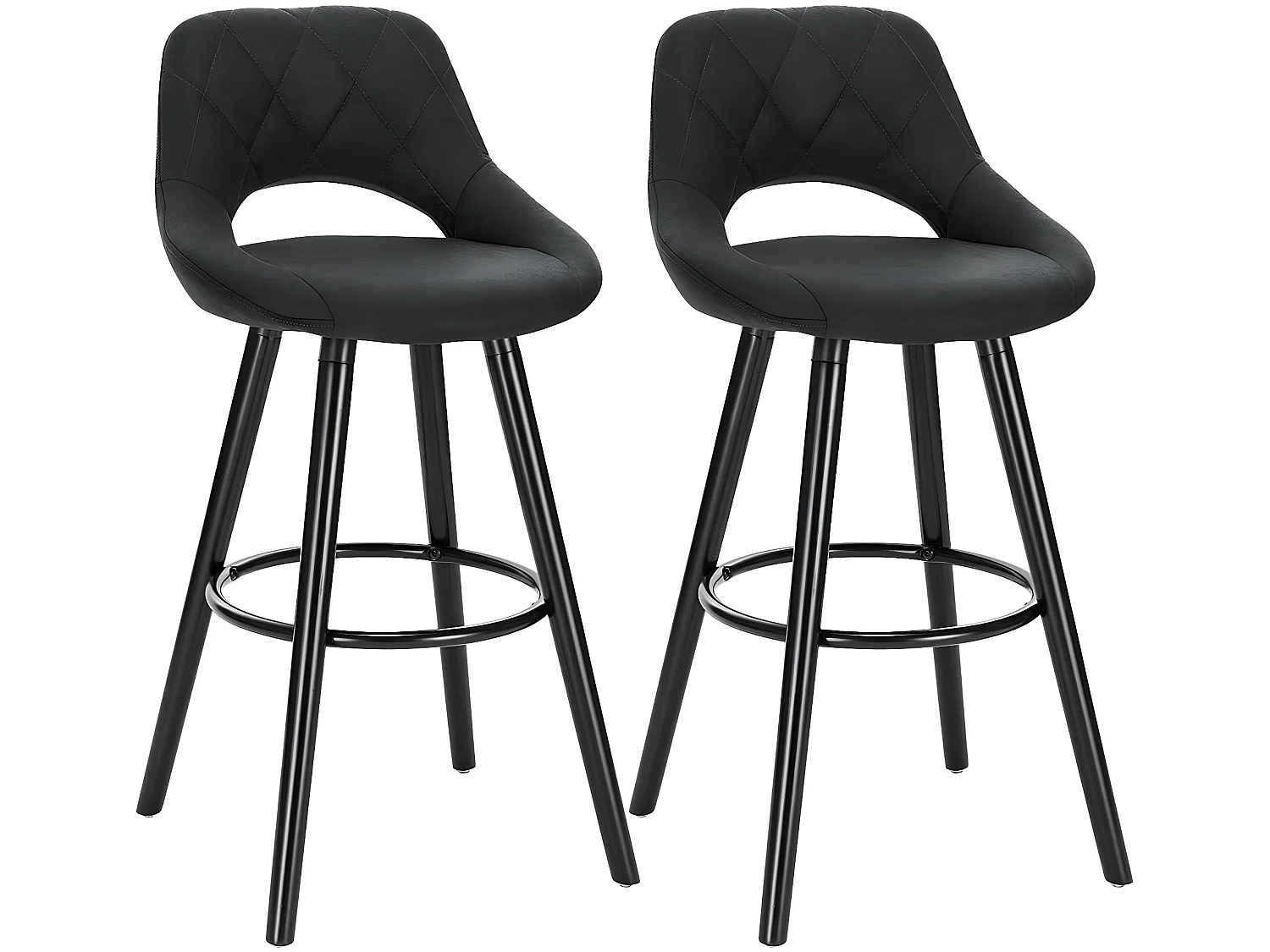 Lot de 2 tabourets de bar en revêtement tissu avec pieds en bois anthracite 19_0000563