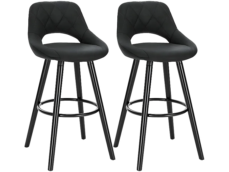 Lot de 2 tabourets de bar en revêtement tissu avec pieds en bois anthracite 19_0000563