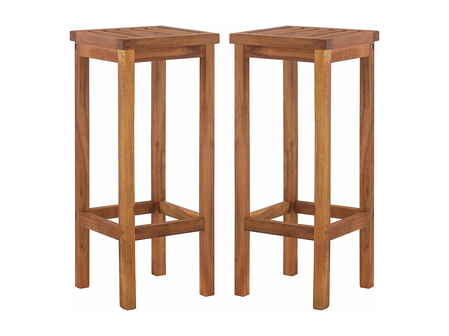 Set di due sgabelli da bar di design sedia seduta in legno massello di acacia 1202048