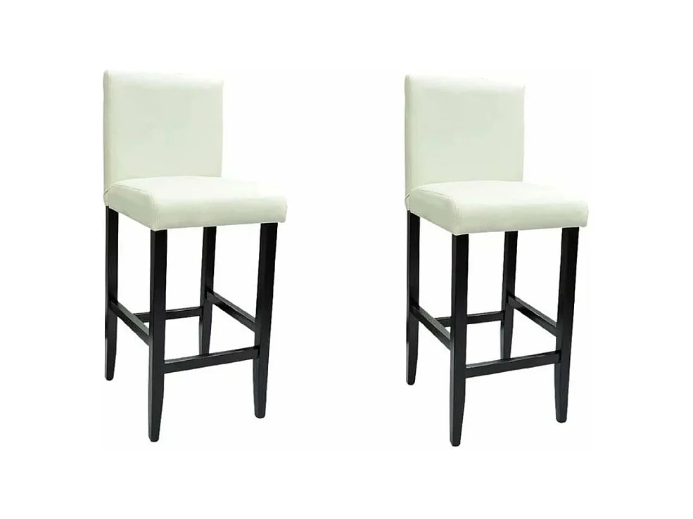 Juego de dos taburetes de bar de diseño, asiento de silla de cuero artificial blanco 1202148