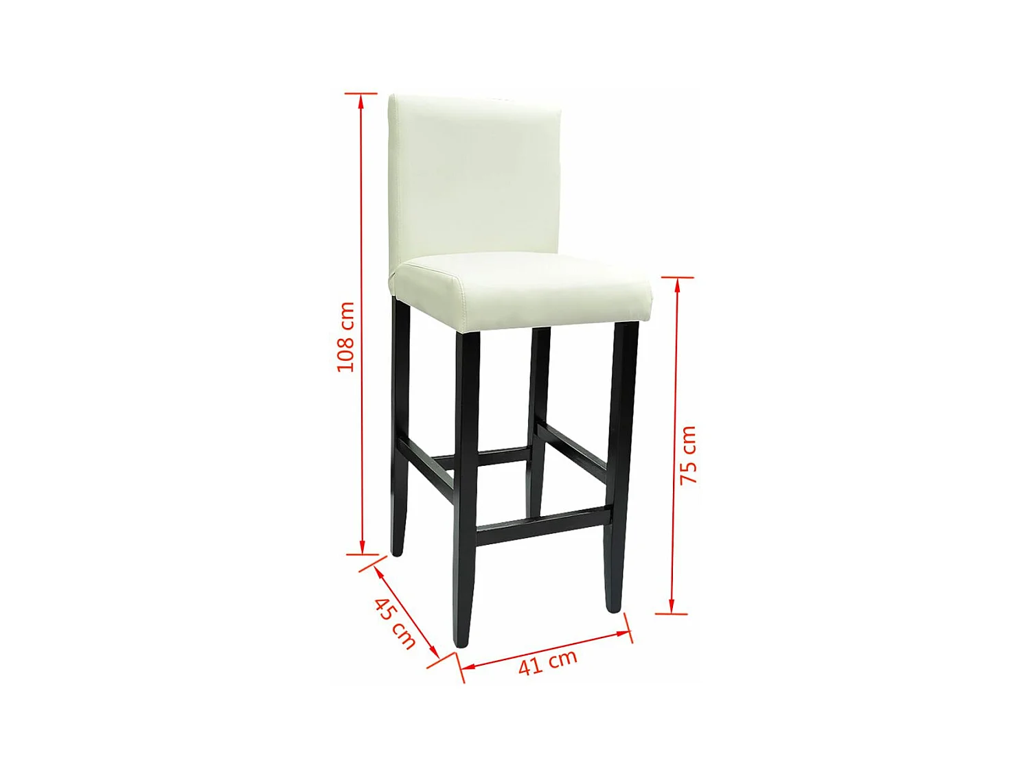 Juego de dos taburetes de bar de diseño, asiento de silla de cuero artificial blanco 1202148