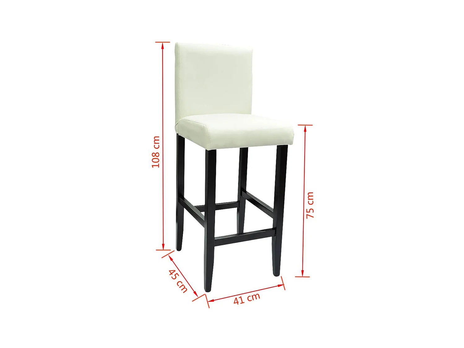 Juego de dos taburetes de bar de diseño, asiento de silla de cuero artificial blanco 1202148